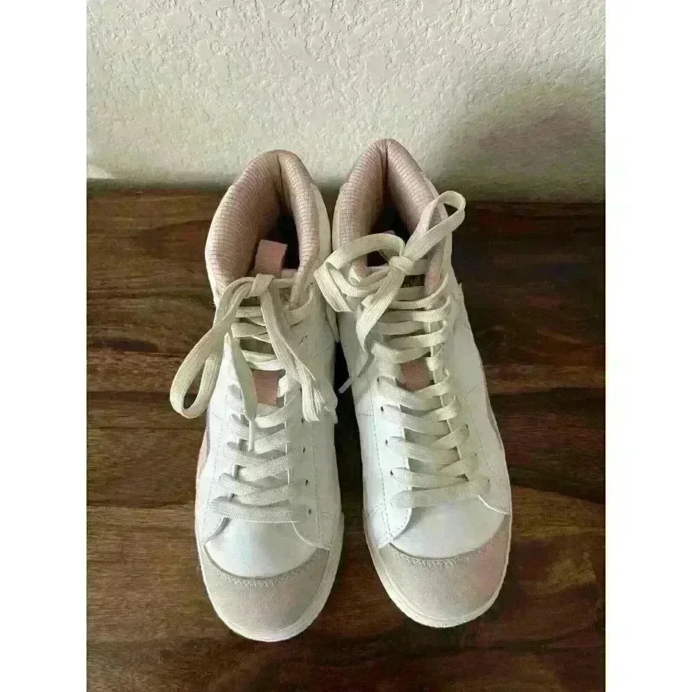 HURLEY Women’s White/Pink High Top Lace Up Sneakers Size 6.5M Fashion Shoes